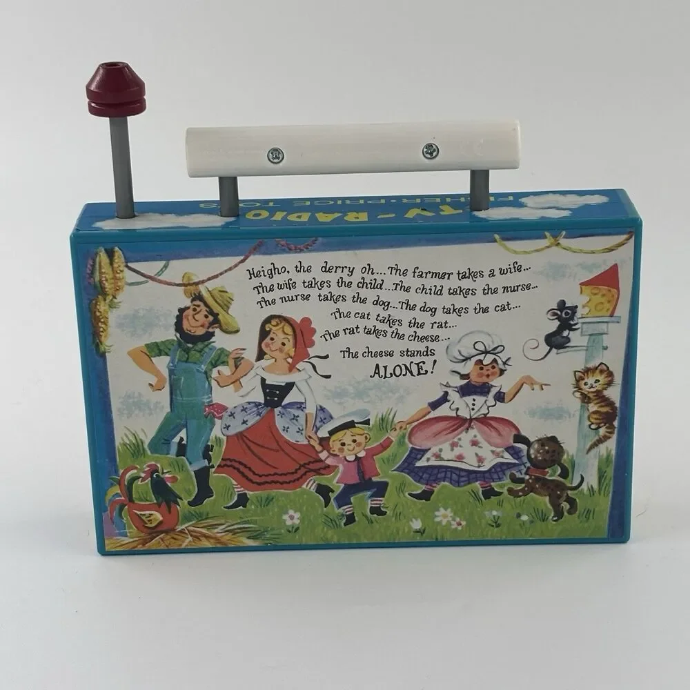 Fisher-Price Vintage TV Radio Wind Up Toy Farmer in the Dell Tested Works Retro